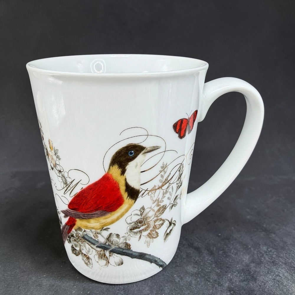 Fringe‎ Studio Bird Butterfly Porcelain Mug Barnes & Noble Botanical White Gold